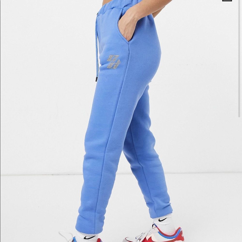 Criminal damage sweatpants with rhinestone logo